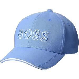 NWT Hugo Boss Light Blue Knitted-Piqué Six-Panel Cap Hat with Embroidered Logo